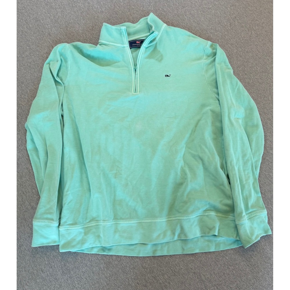 Vineyard Vines Mens XL Mint Green Pique Cotton Quarter Zip Pullover 1K002244